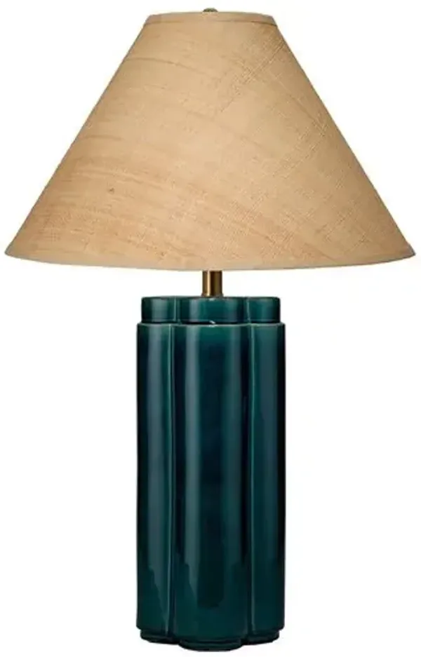 Allister Ceramic/Raffia Table Lamp - Blue - Jamie Young Co.
