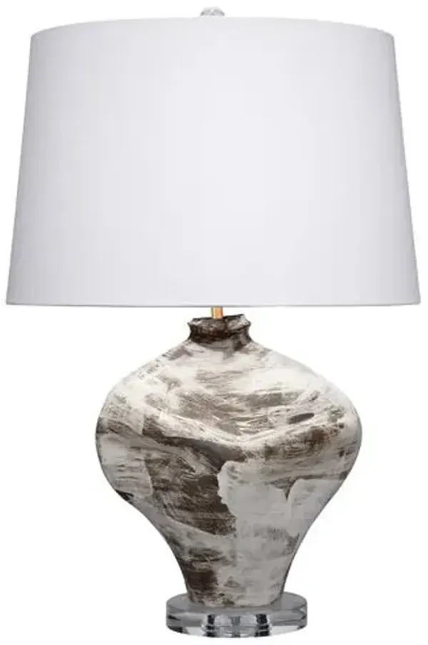 Maurice Ceramic Table Lamp - Brown/White - Jamie Young Co. - Handcrafted
