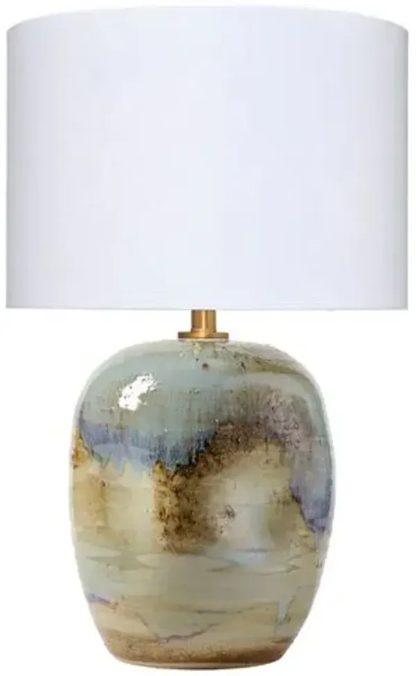 Salvador Ceramic Table Lamp - Blue/Natural - Jamie Young Co.