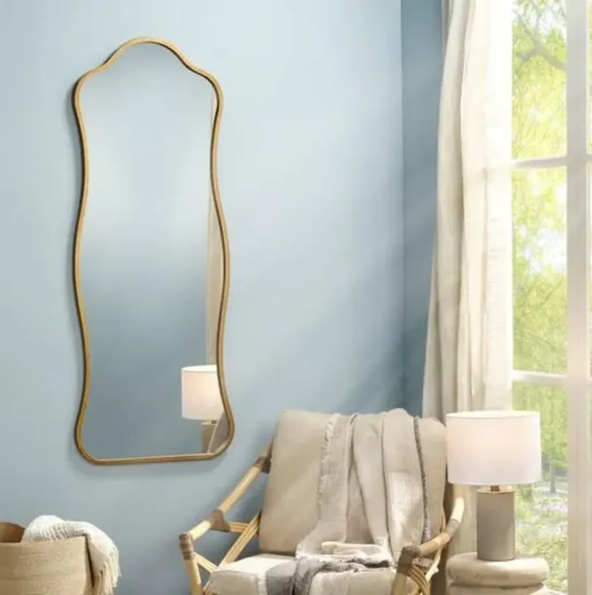 Aurora Iron Curvy Floor Mirror - Jamie Young Co. - Gold