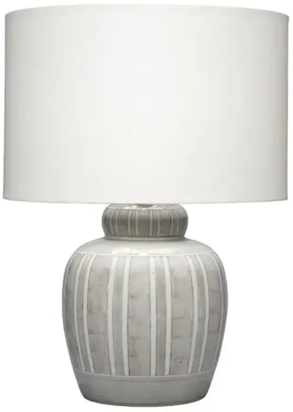 Arthur Ceramic Stripe Table Lamp - Jamie Young Co. - Handcrafted - Gray