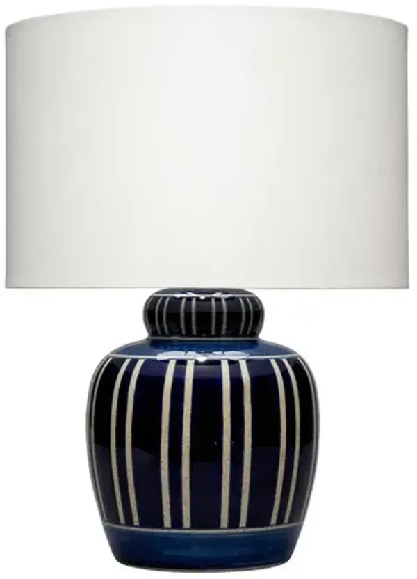 Arthur Ceramic Stripe Table Lamp - Jamie Young Co. - Handcrafted - Blue