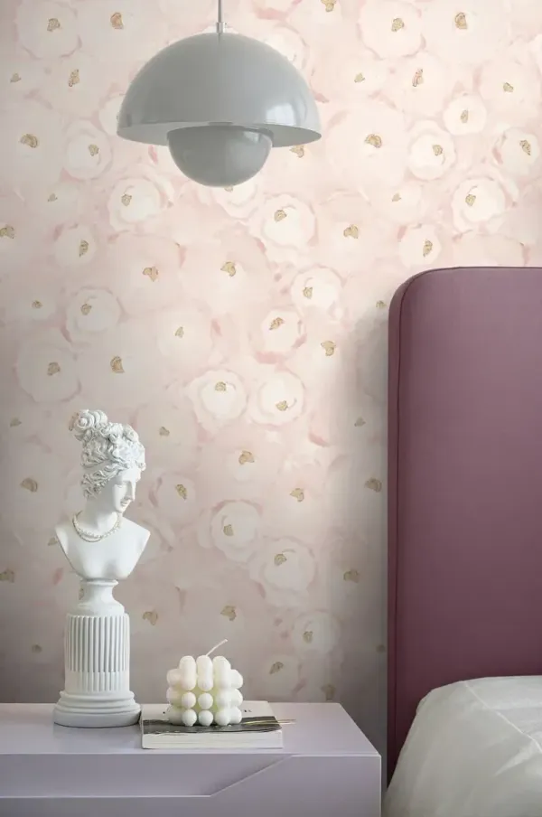 Yuki Osada, Painterly Deco Roses Wallpaper, Pink