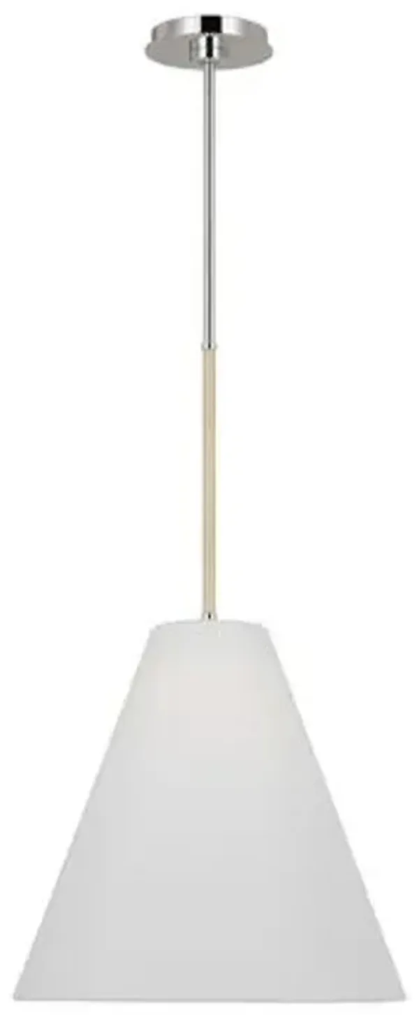 Visual Comfort - Remy Transitional 1-Light Dimmable Natural Wrapped Pendant - Silver