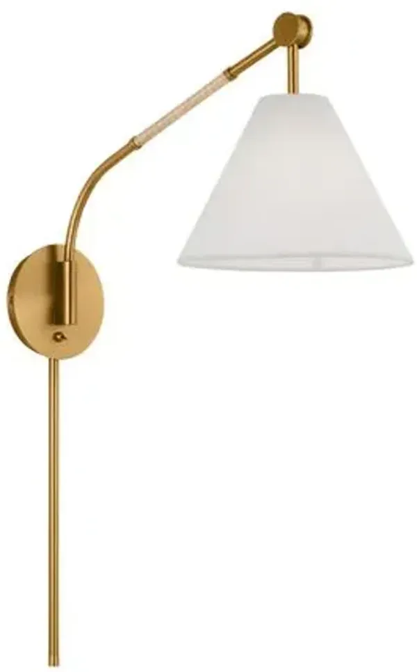 Visual Comfort - Remy Transitional 1-Light Dimmable Natural Wrapped Wall Sconce - Gold
