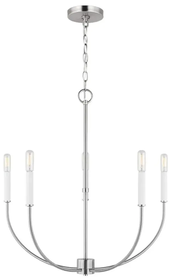 Visual Comfort - Greenwich Modern Farmhouse 5-Light Chandelier - Silver