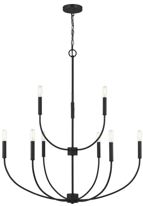 Visual Comfort - Greenwich Modern Farmhouse 9-Light Chandelier - Black