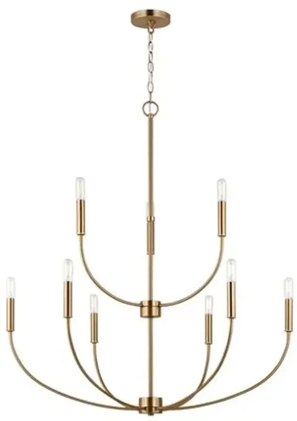 Visual Comfort - Greenwich Modern Farmhouse 9-Light Chandelier - Gold