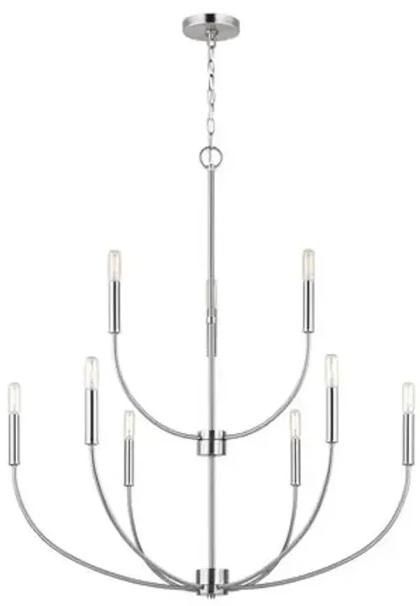 Visual Comfort - Greenwich Modern Farmhouse 9-Light Chandelier - Silver