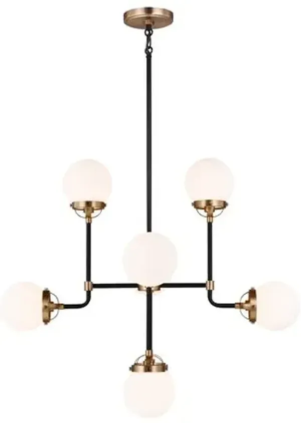 Visual Comfort - Ian Fowler Modern Globe Cafe Chandelier - Black/Satin Brass - Gold