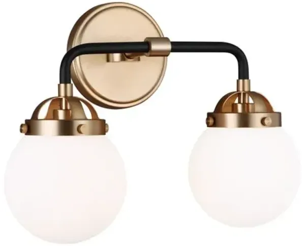 Visual Comfort - Ian Fowler Cafe Mid-Century Modern 2-Light Wall Sconce - Satin Brass Gold