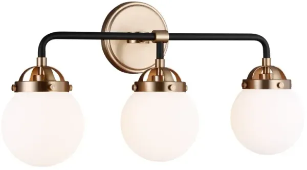 Visual Comfort - Ian Fowler Cafe Mid-Century Modern 3-Light Wall Sconce - Satin Brass Gold