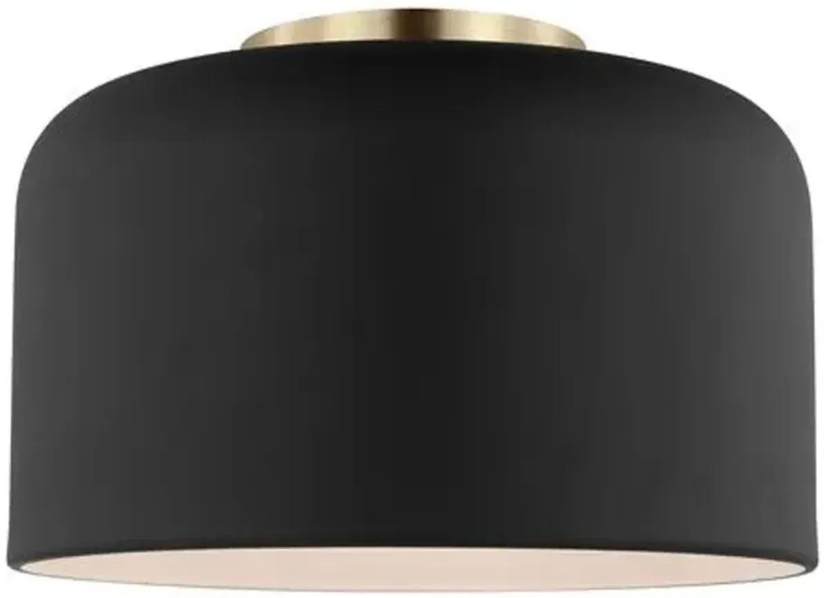 Visual Comfort - Malone Transitional 1-Light Dimmable Ceiling Flush Mount - Black