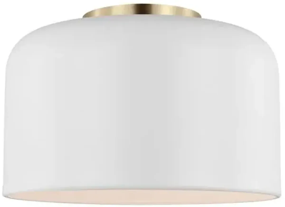 Visual Comfort - Malone Transitional 1-Light Dimmable Ceiling Flush Mount - White