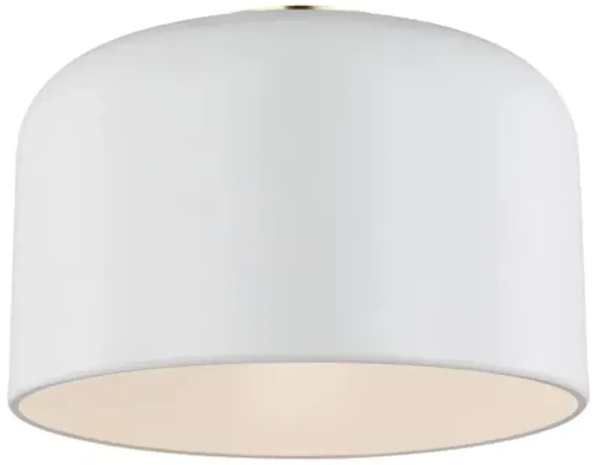 Visual Comfort - Malone Transitional 1-Light Dimmable Ceiling Flush Mount - White