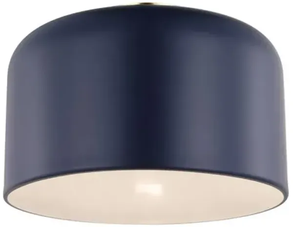 Visual Comfort - Malone Transitional 1-Light Dimmable Ceiling Flush Mount - Blue