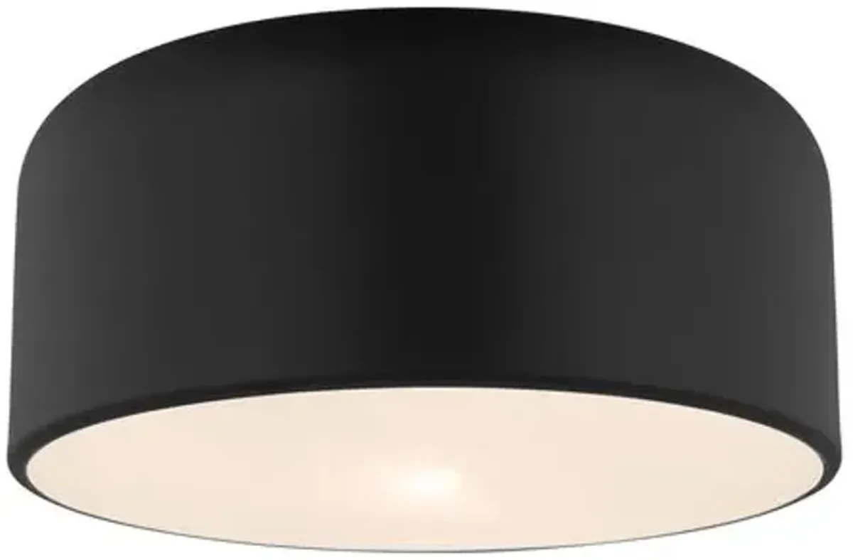 Visual Comfort - Malone Transitional 1-Light Dimmable Ceiling Flush Mount - Black