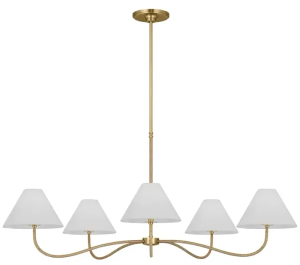 Laguna Natural Woven Dimmable Chandelier, Burnished Brass