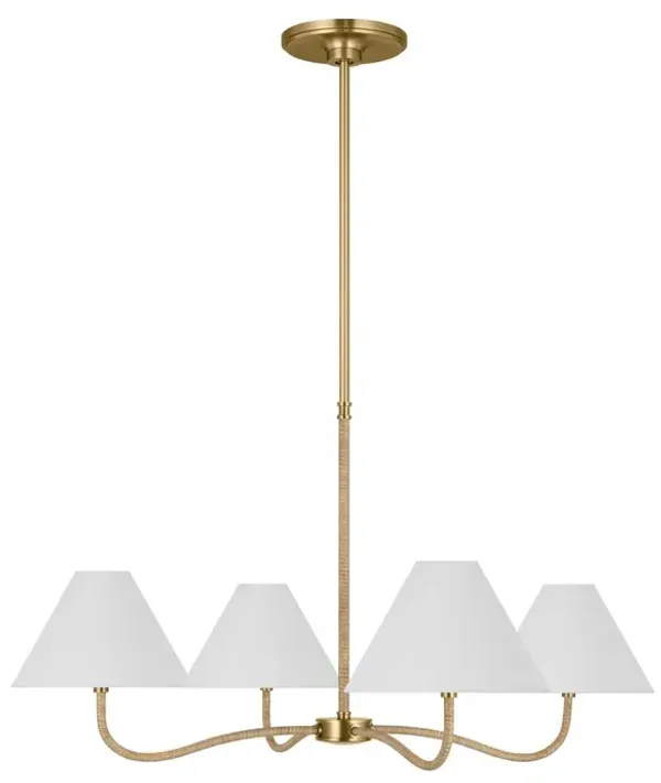 Laguna Natural Woven Dimmable Chandelier, Burnished Brass