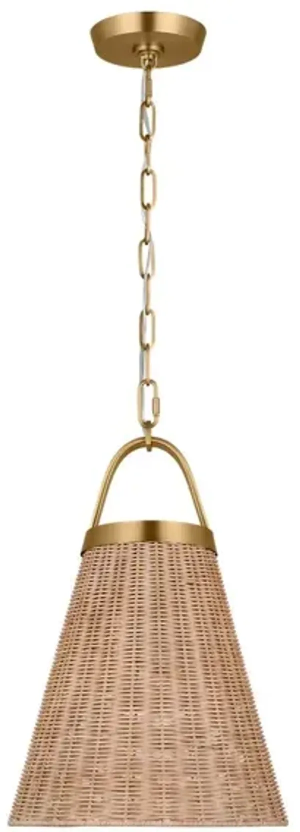 Visual Comfort - Whitby 1-Light Rattan Pendant - Blonde/Burnished Brass - Gold