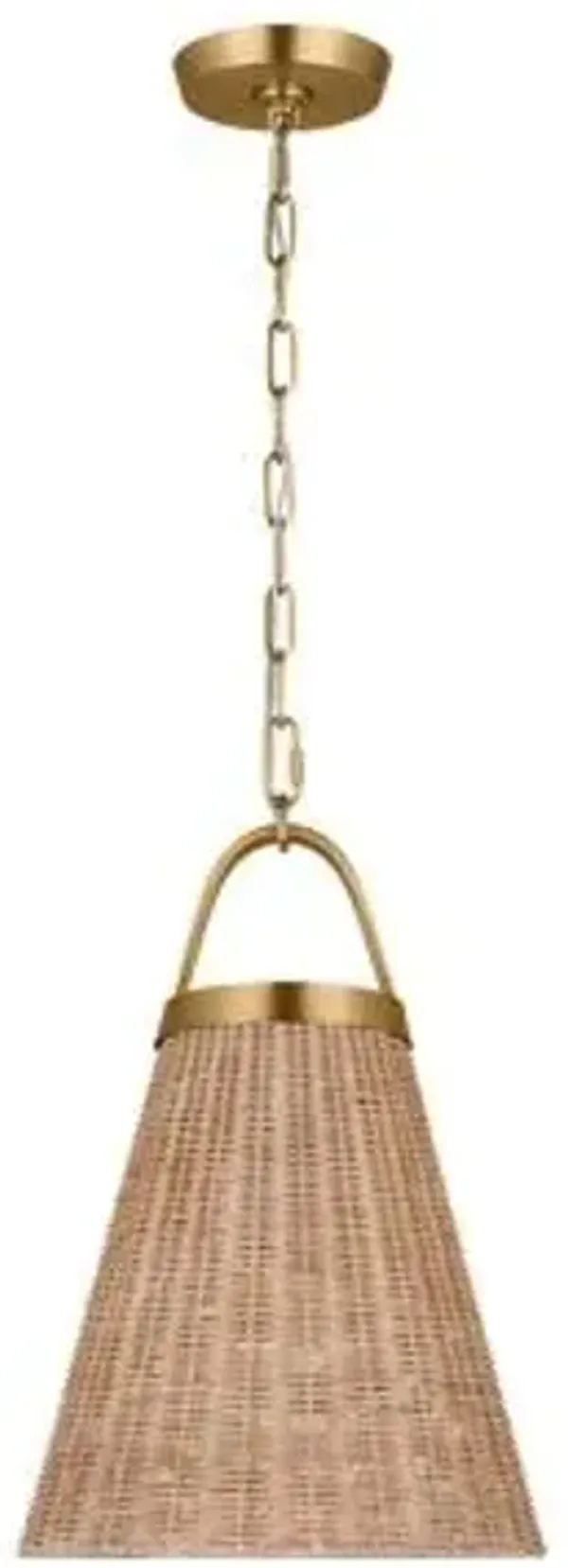 Visual Comfort - Whitby 1-Light Rattan Pendant - Blonde/Burnished Brass - Gold
