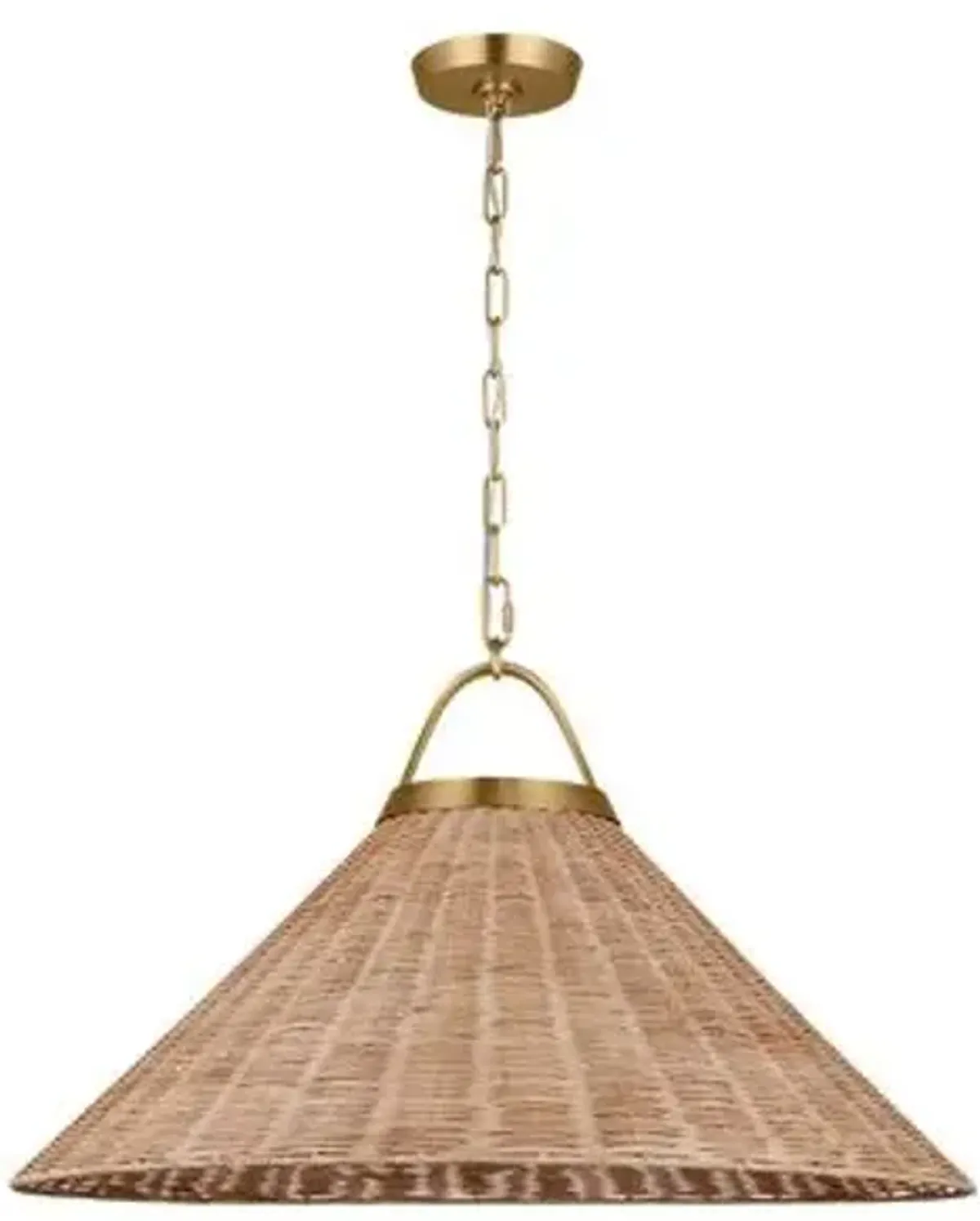 Visual Comfort - Whitby 1-Light Rattan Pendant - Blonde/Burnished Brass - Gold