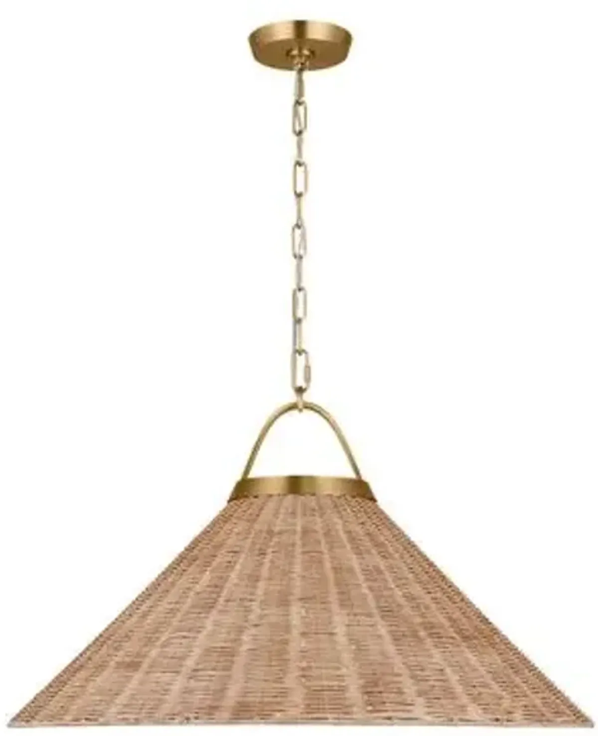 Visual Comfort - Whitby 1-Light Rattan Pendant - Blonde/Burnished Brass - Gold
