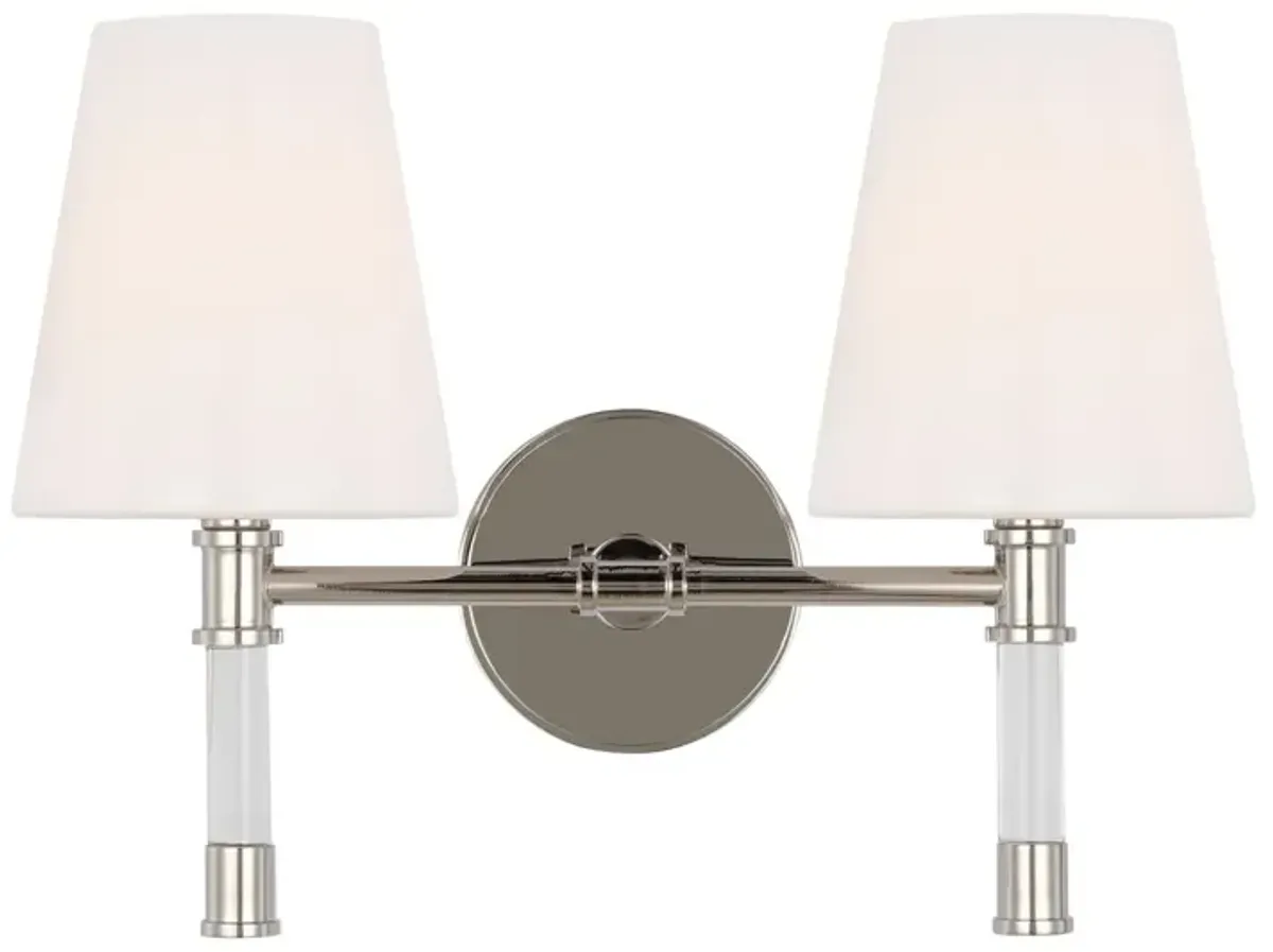Visual Comfort - Hanover Mid-Century 2-Light Dimmable Bath Vanity Wall Sconce - Silver