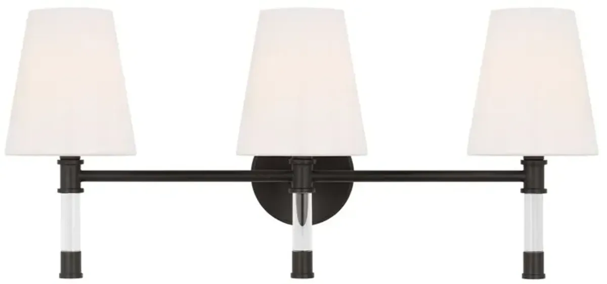 Visual Comfort - Hanover Mid-Century 3-Light Dimmable Bath Vanity Wall Sconce - Black