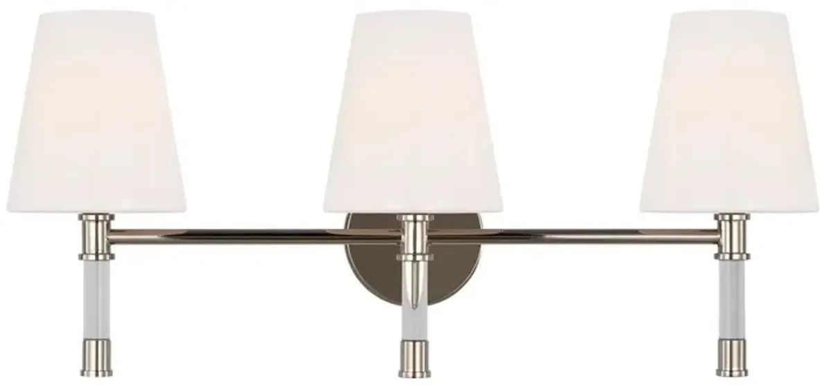 Visual Comfort - Hanover Mid-Century 3-Light Dimmable Bath Vanity Wall Sconce - Silver