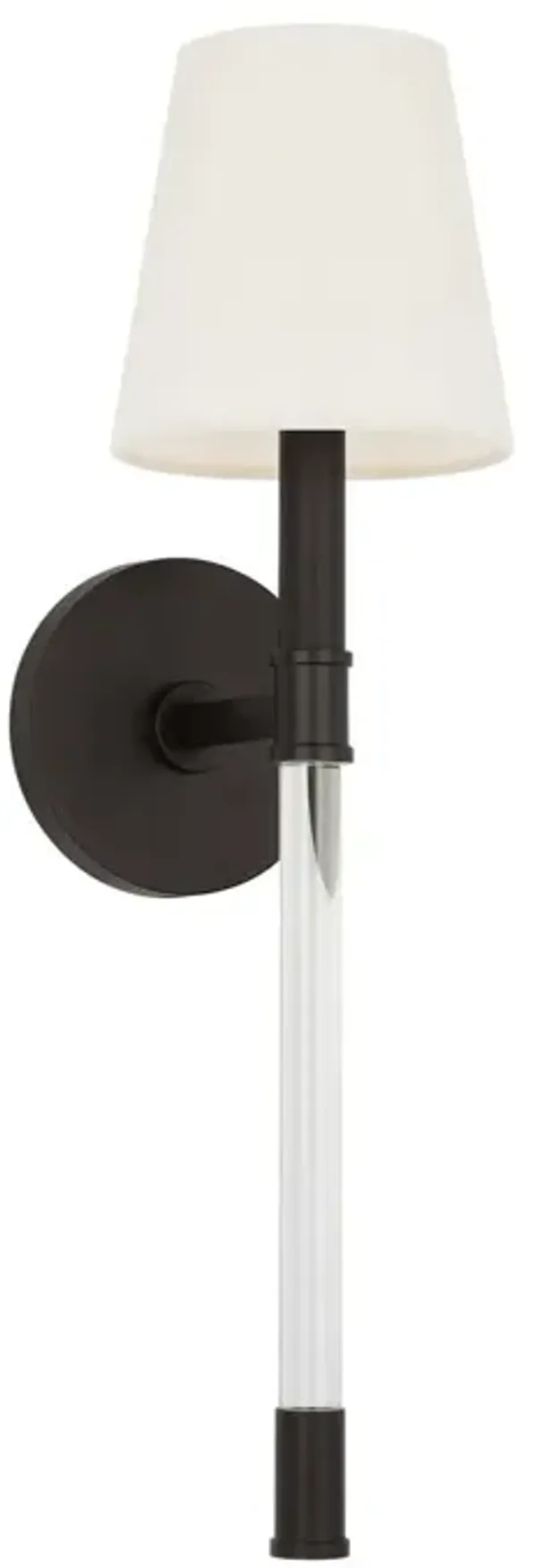 Visual Comfort - Hanover Mid-Century 1-Light Wall Sconce - Clear/Aged Iron - Black