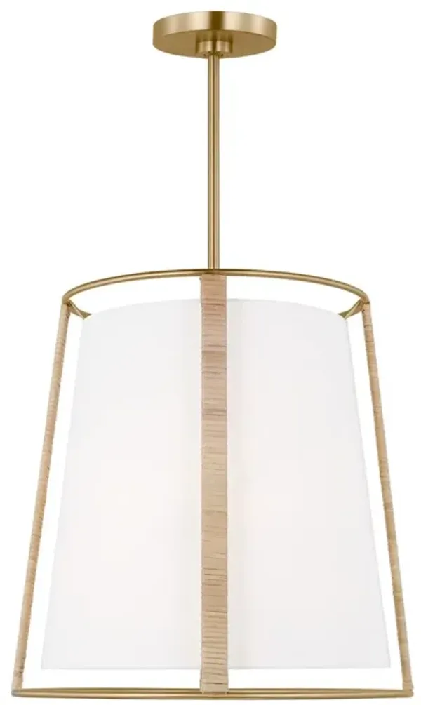 Visual Comfort - Cortes Transitional Dimmable Rattan Wrapped Hanging Shade Chandelier - Gold