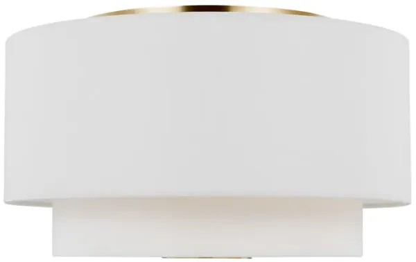 Visual Comfort - Sawyer Flush Mount - Burnished Brass/White Linen - Gold