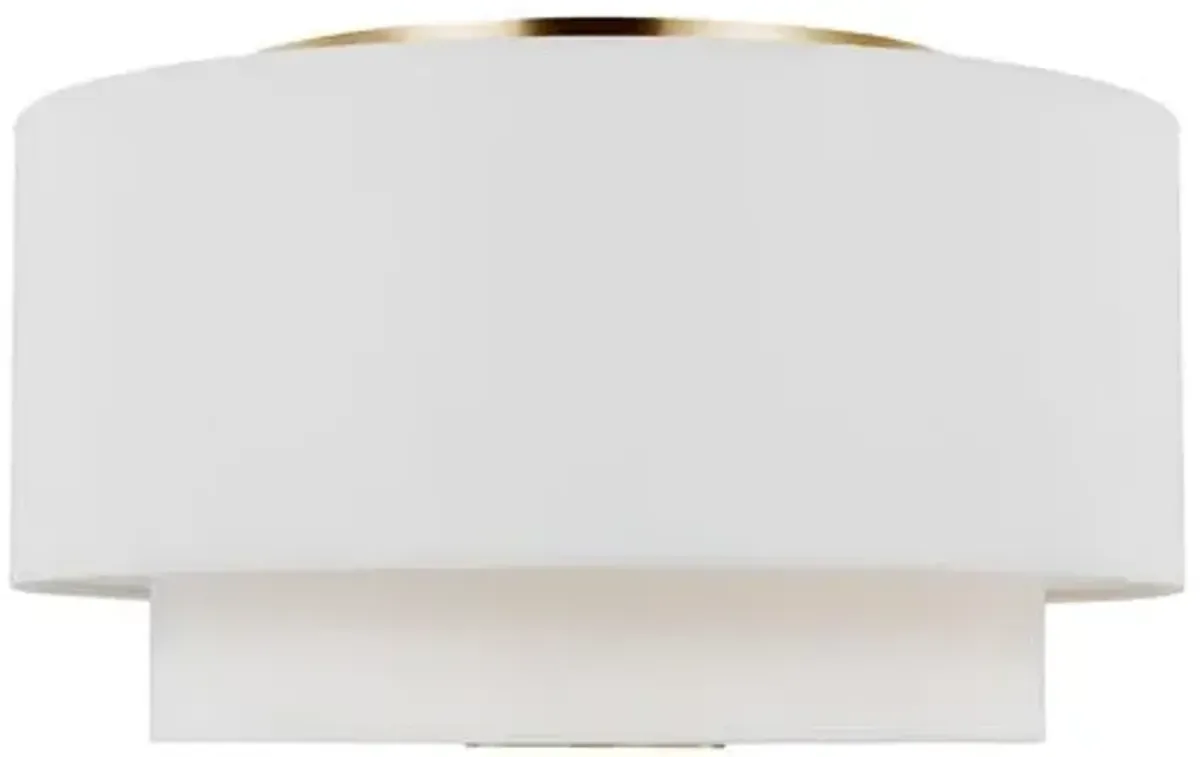 Visual Comfort - Sawyer Flush Mount - Burnished Brass/White Linen - Gold