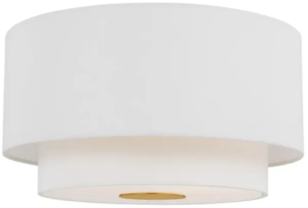 Visual Comfort - Sawyer Flush Mount - Burnished Brass/White Linen - Gold