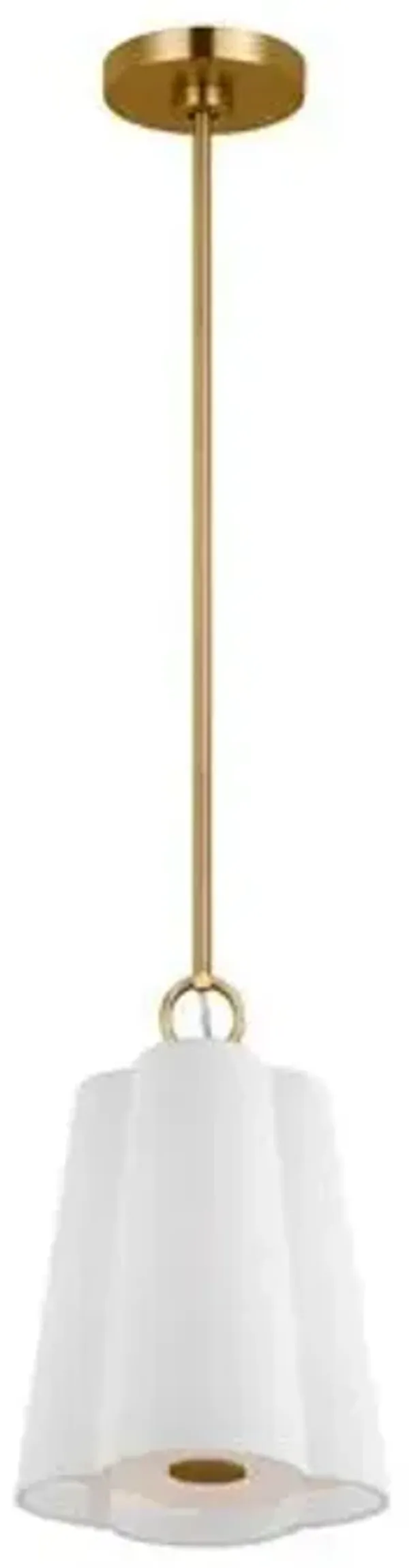 Visual Comfort - Bronte Transitional 1-Light Hanging Shade Chandelier - Burnished Brass Gold/White Linen
