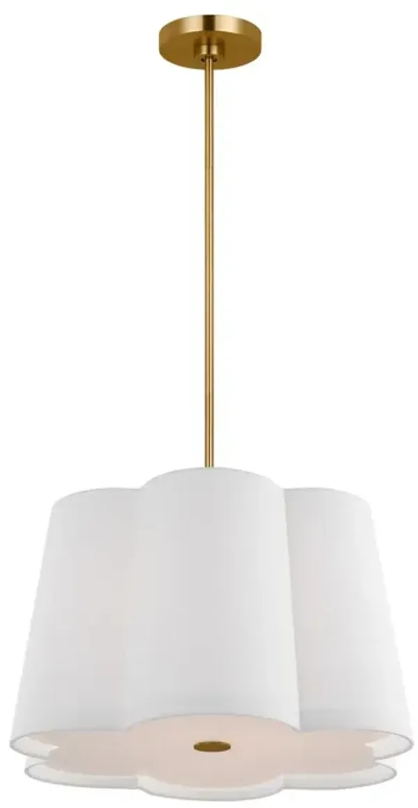 Visual Comfort - Bronte Transitional Dimmable Hanging Shade - Burnished Brass Gold/White Linen