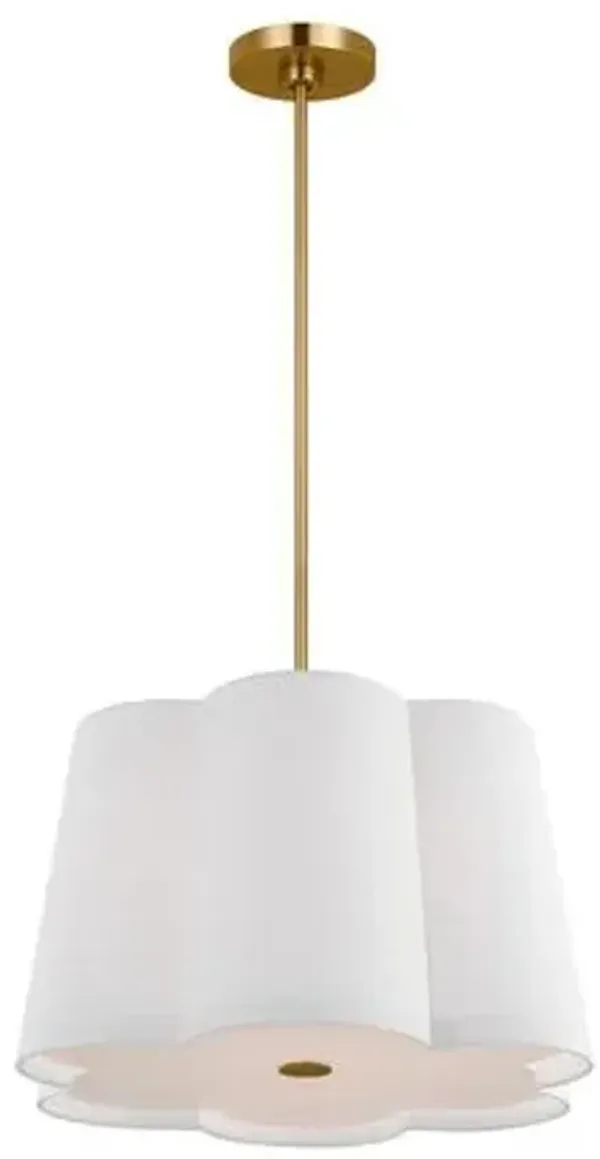 Visual Comfort - Bronte Transitional Dimmable Hanging Shade - Burnished Brass Gold/White Linen