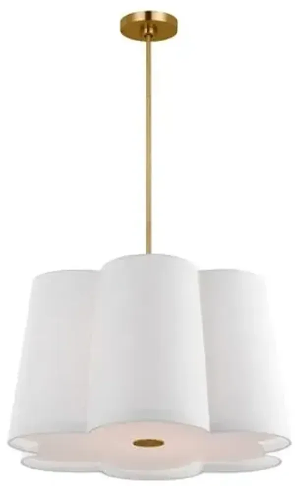 Visual Comfort - Bronte Transitional Dimmable Hanging Shade - Burnished Brass Gold/White Linen