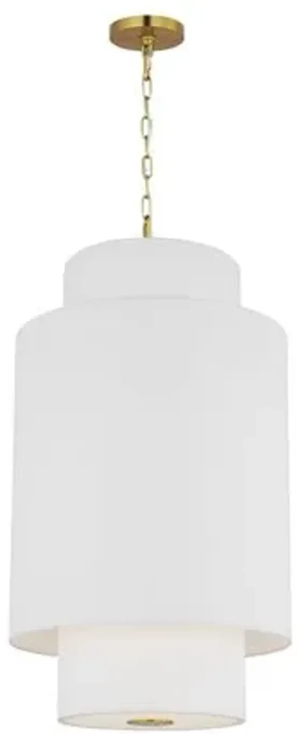 Visual Comfort - Sawyer 1-Light Small Hanging Shade - Burnished Brass/White Linen - Gold