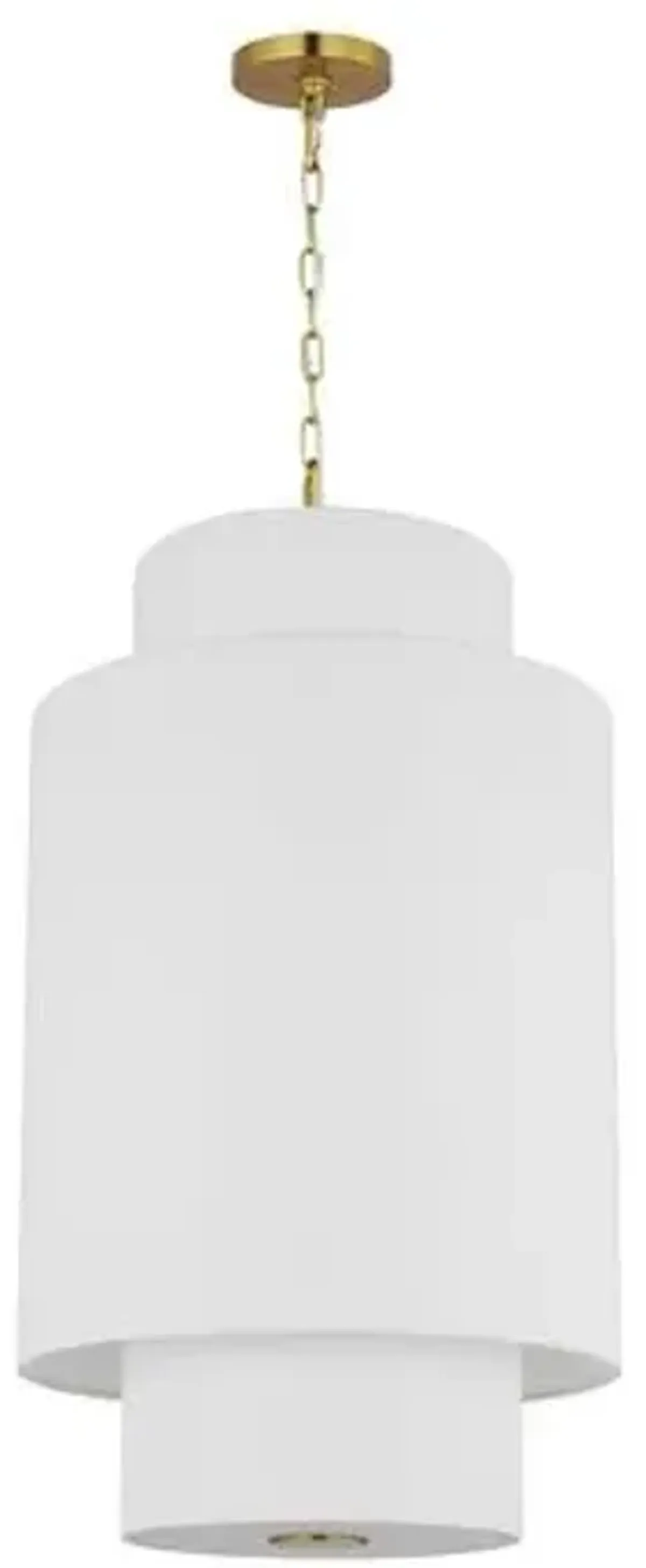 Visual Comfort - Sawyer 1-Light Small Hanging Shade - Burnished Brass/White Linen - Gold