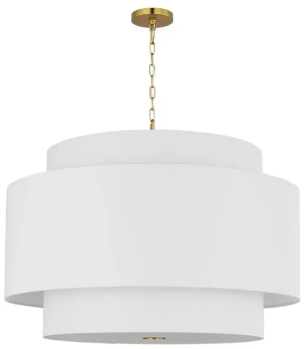 Visual Comfort - Sawyer 4-Light Extra Large Hanging Shade - Burnished Brass/White Linen - Gold