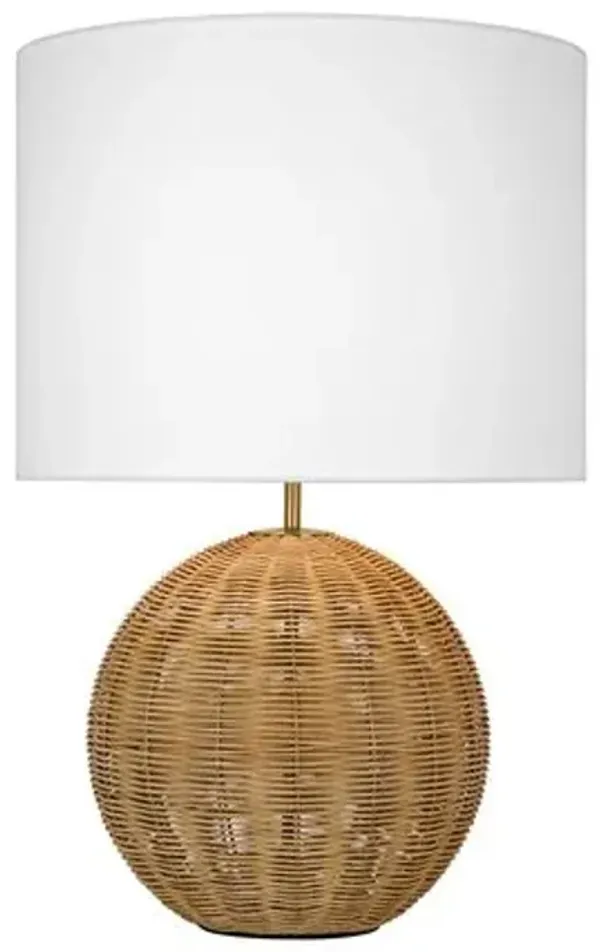 Visual Comfort - Mari Casual Table Lamp - Rattan/Burnished Brass - Gold