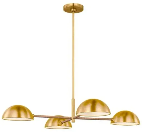 Visual Comfort - Balleroy 4-Light Rattan Wrapped Large Chandelier - Burnished Brass - Gold