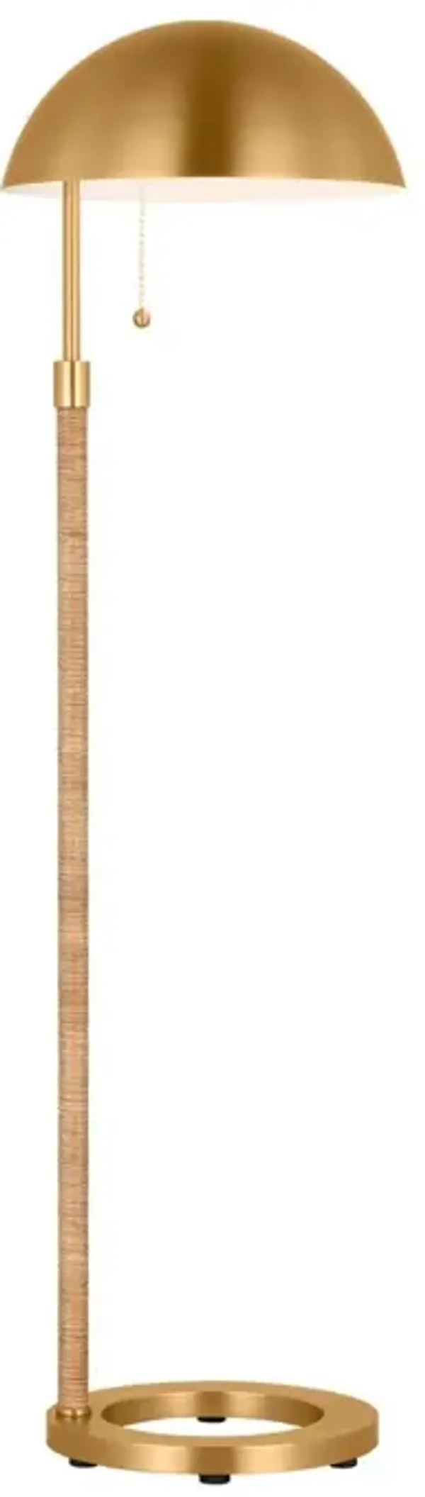 Visual Comfort - Balleroy 1-Light Rattan Wrapped Medium Floor Lamp - Burnished Brass