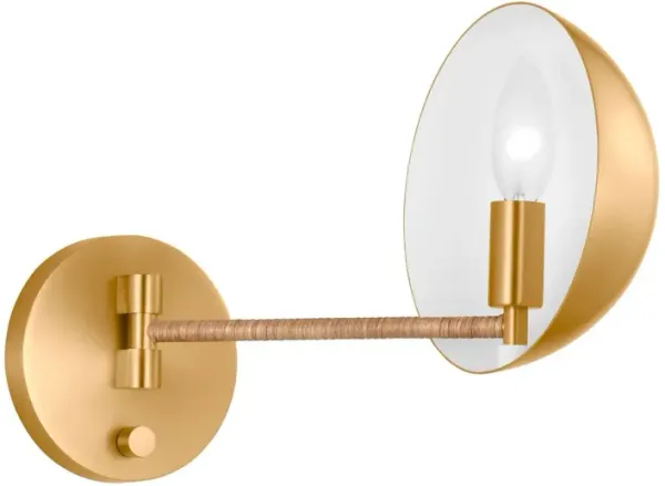 Visual Comfort - Balleroy 1-Light Rattan Wrapped Medium Sconce - Burnished Brass - Gold