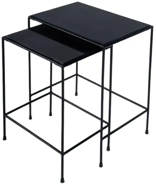 S/2 Caldera Outdoor Granite Top Nesting Tables, Black