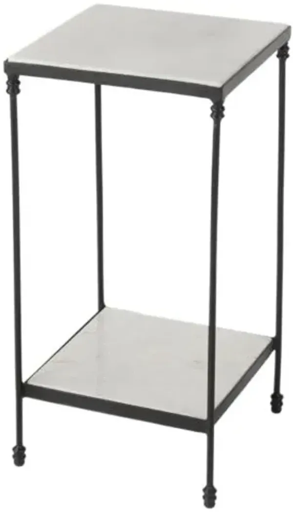 Kieran Outdoor Marble Side Table - Black/White