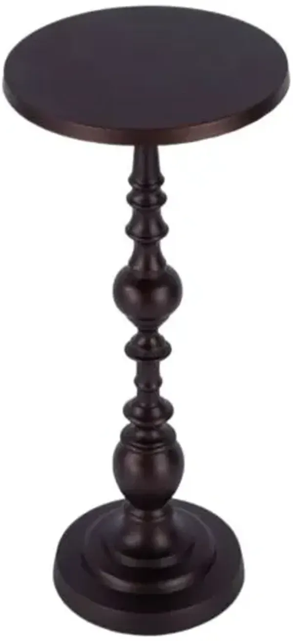 Darian Outdoor Round Pedestal Side Table - Bronze - Brown