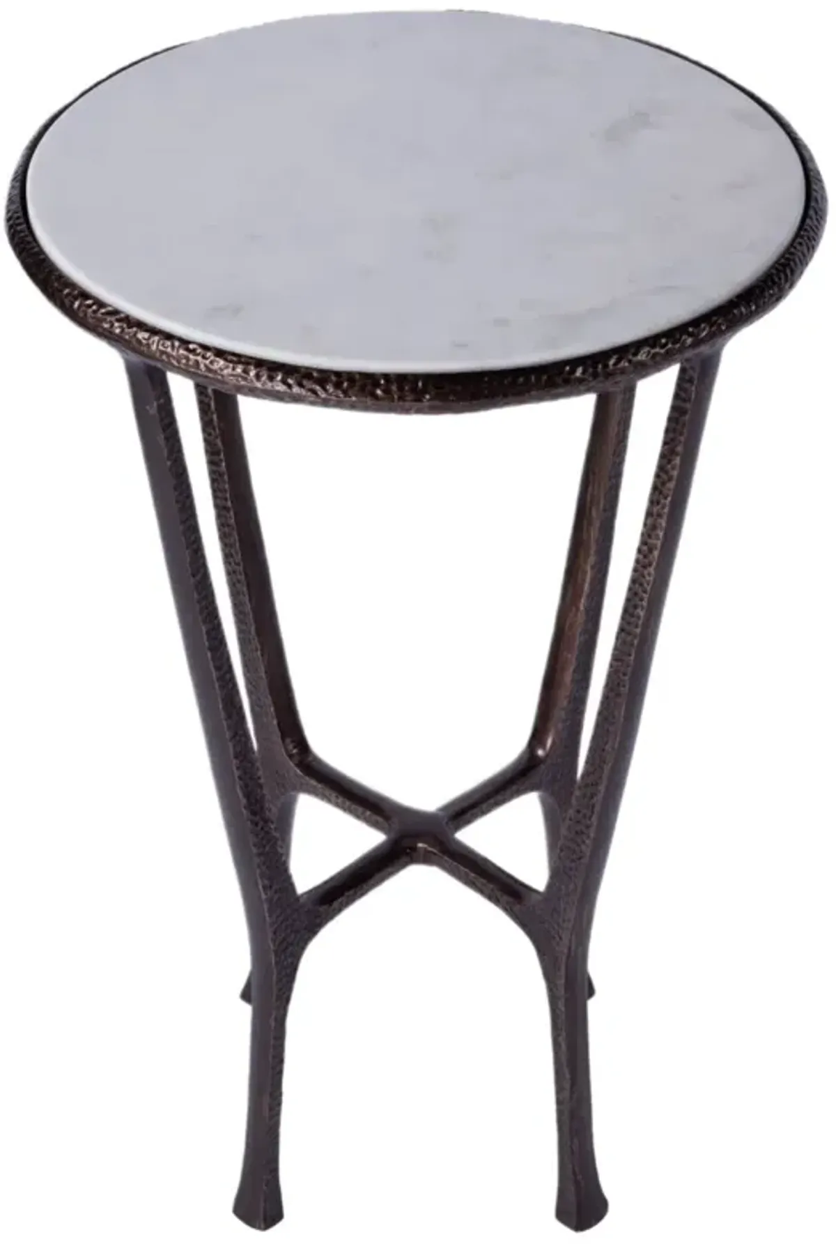 Liora Outdoor Marble Side Table, Bronze/White